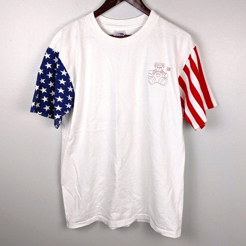 Vintage | American Flag Embroidered Tee size Large